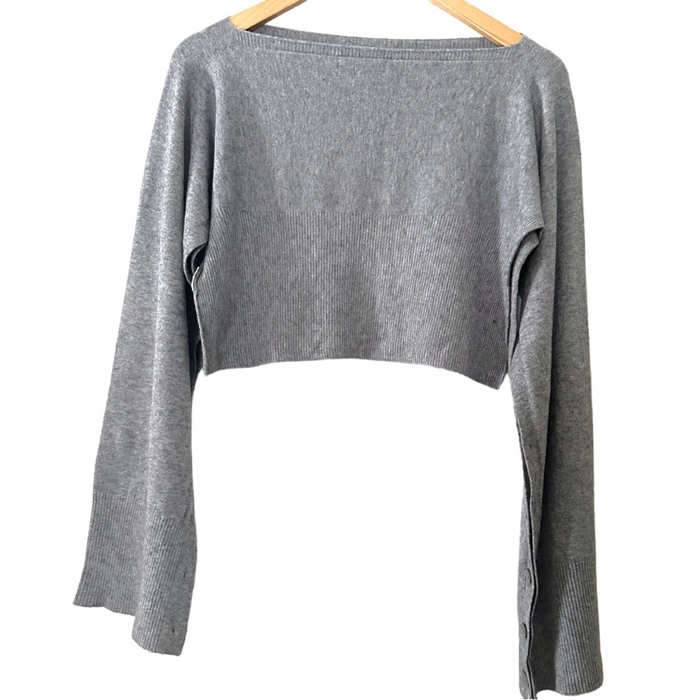 MAGLIFICIO ALFA Italy Gray Wide-neck Cropped Sweater